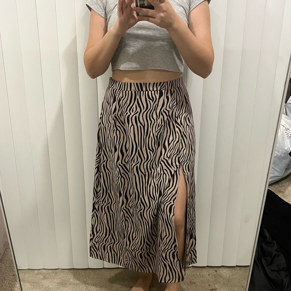 Byegreis midi slip skirt zebra print size L